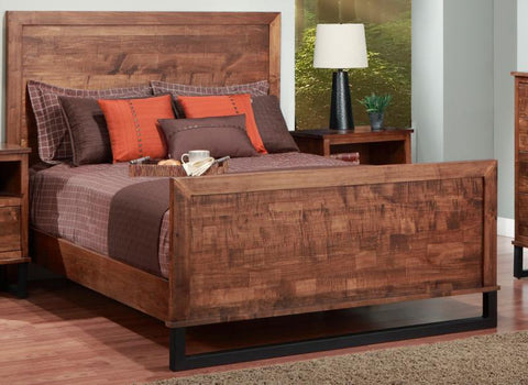 Cumberland Queen Bed with Wood Headboard & High Footboard by Handstone