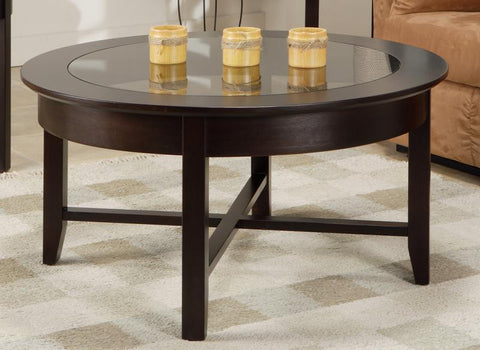 Demi-Lune Round Coffee Table w/Glass Top