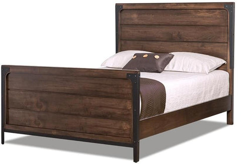 Portland Wood Panel Bed with High Footboard by Handstone
